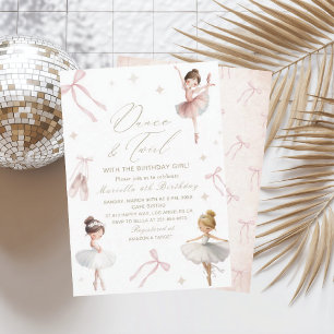 Invitación Elegante tutú de cumpleaños número 4 de acuarela p