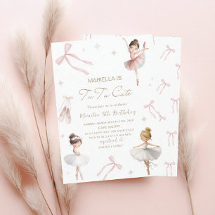 Invitación Elegante tutú de cumpleaños número 5 de acuarela u
