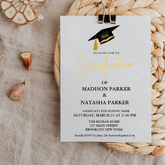 Invitación Elegante Twin Gold Caligraphy Party