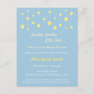 Invitación Elegante Twinkle Twinkle Little Star Baby Shower