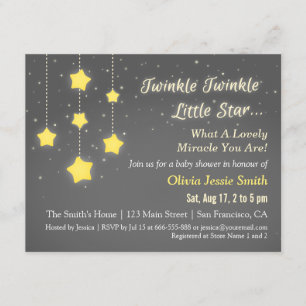 Invitación Elegante Twinkle Twinkle Little Star Baby Shower