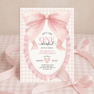 Invitación Elegante UN maravilloso Chica de Bow Rosado Primer