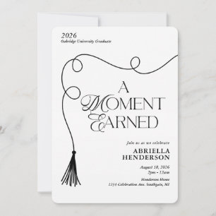 Invitación Elegante Un Momento Ganado Borla Graduación