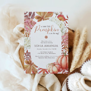 Invitación Elegante Un Pequeño Calabaza Autumn deja Baby Show