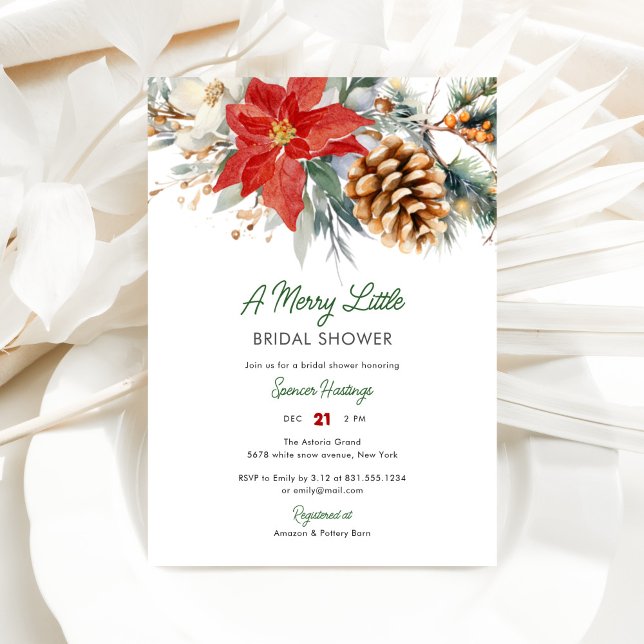 Invitación Elegante, una ducha nupcial de Navidades. (Subido por el creador)