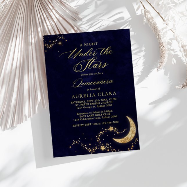 Invitación Elegante una noche bajo las estrellas Quinceañera (Subido por el creador)