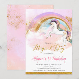Invitación Elegante unicornio fiesta de cumpleaños chica arco