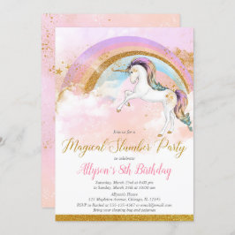 Invitación Elegante unicornio fiesta de cumpleaños oro rosa