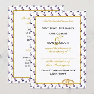 Invitación Elegante UNION JACK UK con Boda de guión dorado