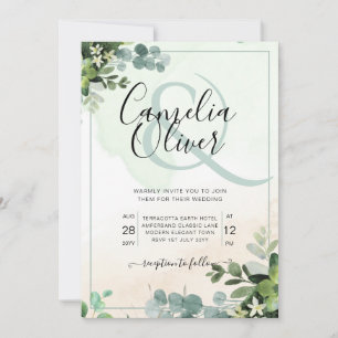 Invitación Elegante variedad de vegetación Ampersa botánico y