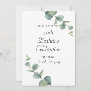 Invitación Elegante vegetación 50 cumpleaños