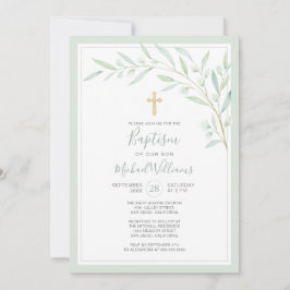 Invitación Elegante vegetación acuarela Género Bautismo neutr