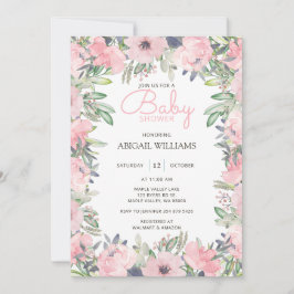 Invitación Elegante vegetación Baby Shower color rosa