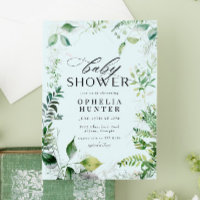 Elegante vegetación Blue Sky Leafy Baby Shower