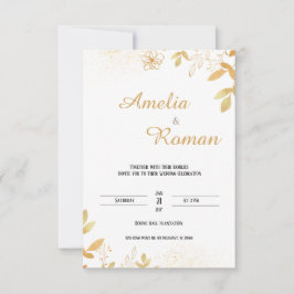 Invitación Elegante vegetación, boda de tipografía