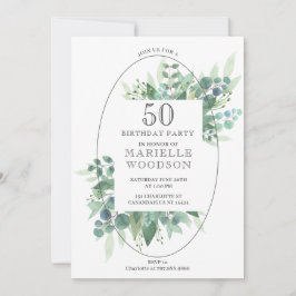 Invitación Elegante vegetación botánica 50 cumpleaños