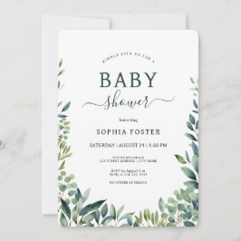 Invitación Elegante vegetación botánica deja Baby Shower