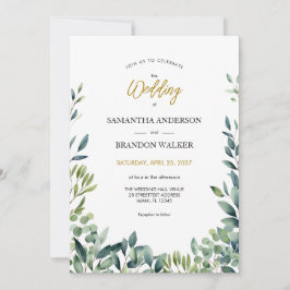 Invitación Elegante vegetación botánica deja Boda