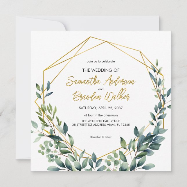 Invitación Elegante vegetación botánica deja Boda (Anverso)