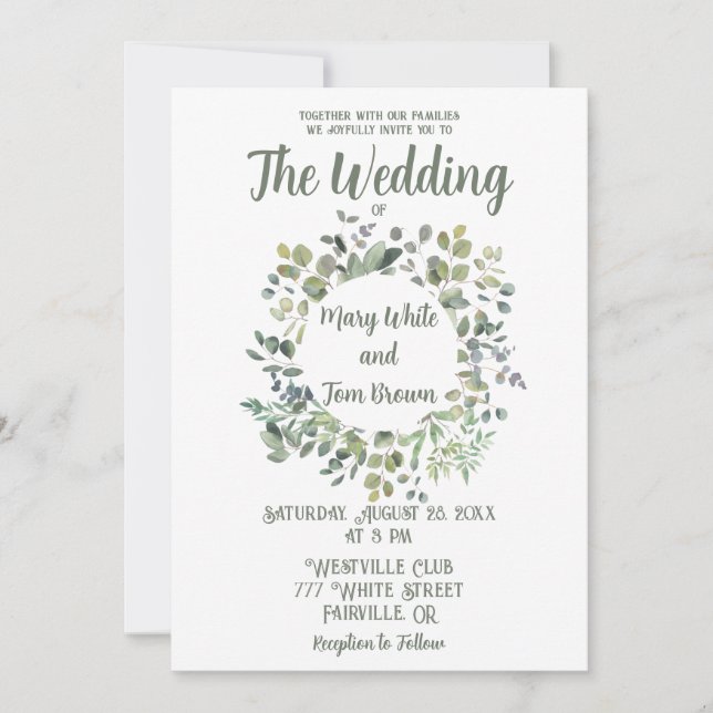 Invitación Elegante vegetación botánica Eucalyptus Boho (Anverso)