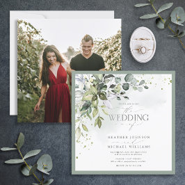 Invitación Elegante vegetación botánica Floral acuarela Foto