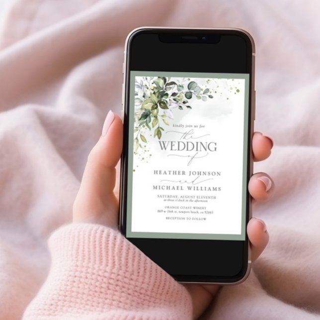 Invitación Elegante vegetación botánica Floral acuarela Foto (Subido por el creador)