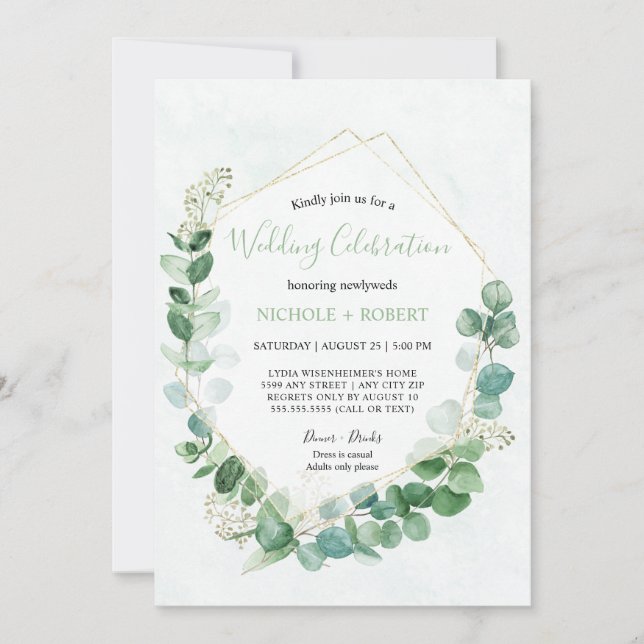 Invitación Elegante vegetación + Celebración Boda de oro (Anverso)