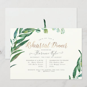Invitación Elegante vegetación, cena eucaliptus vs ensayo