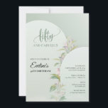 Invitación Elegante vegetación de arcos boho follaje rubor fl<br><div class="desc">Un éxito absoluto en el diseño de las celebraciones bodas, que se reflejó en todas las demás celebraciones y eventos - arcos geométricos, exquisitamente combinados con vegetación eucaliptus fresco y rosas de flores azules, lo que le da un aspecto extremadamente bohemio y rústico. Sí, serás una ninfa forestal, te pondrás...</div>