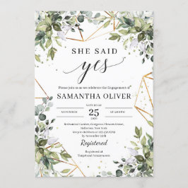 Invitación Elegante vegetación de Boho y marcos dorados dijo 