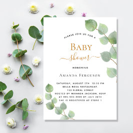 Invitación Elegante vegetación de eucalipto de Baby Shower