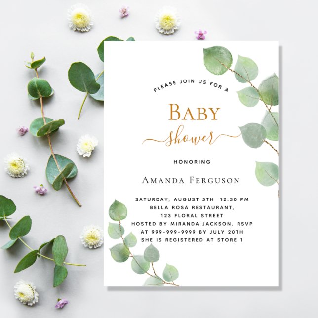 Invitación Elegante vegetación de eucalipto de Baby Shower (Subido por el creador)