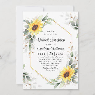Invitación Elegante vegetación de girasol Floral Bridal Lunch