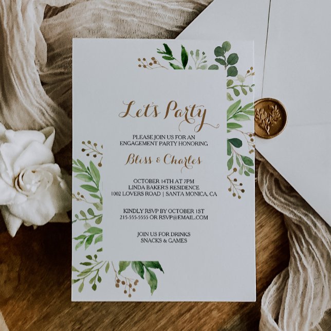 Invitación Elegante vegetación de hojas de eucalipto Seamos F (Subido por el creador)