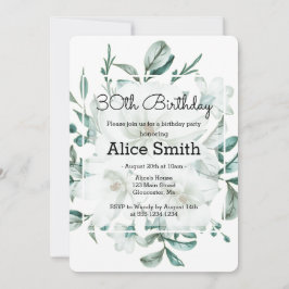Invitación Elegante vegetación de Magnolia Blanca 30 cumpleañ