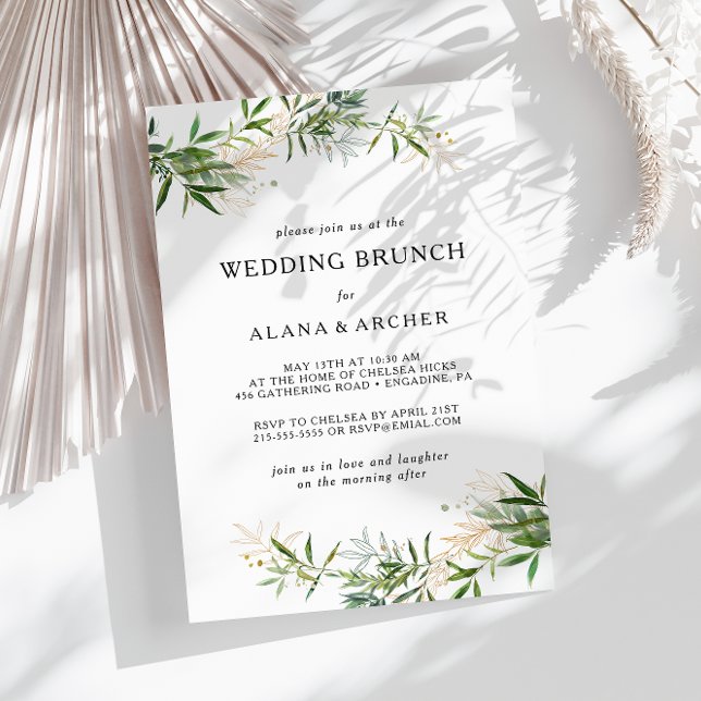 Invitación Elegante vegetación de oliva Boda Brunch Invitació (Subido por el creador)