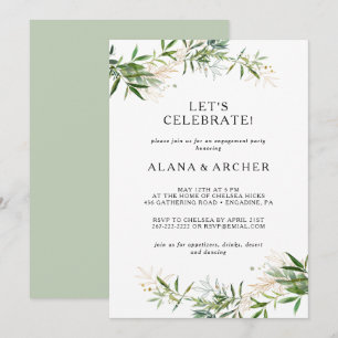 Invitación Elegante vegetación de oliva celebremos la invitac