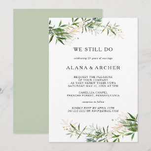 Invitación Elegante Vegetación De Oliva Que Aún Vemos Renovac