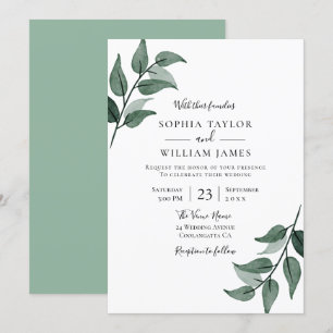 Invitación Elegante vegetación deja la boda de primavera