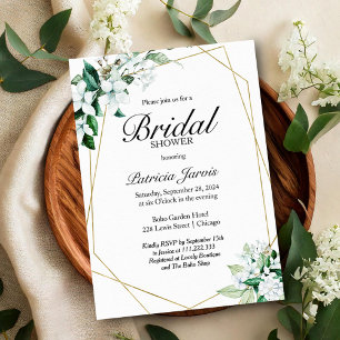 Invitación Elegante vegetación ducha de novia geométrica