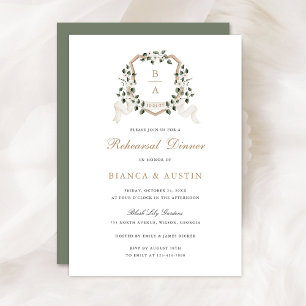Invitación Elegante vegetación Escudo de flores de marfil cen