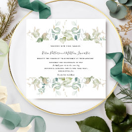 Invitación Elegante vegetación eucalipto, Boda cuadrado