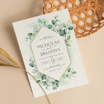 Invitación Elegante vegetación Eucalyptus Boda Rústico del Or<br><div class="desc">Elegante vegetación Eucalyptus Invitación a la Boda Rústica del Oro. Monograma minimalista diseñado en la parte posterior.</div>
