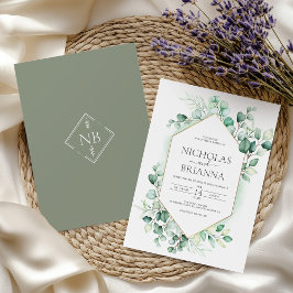 Invitación Elegante vegetación Eucalyptus Boda Rústico del Or