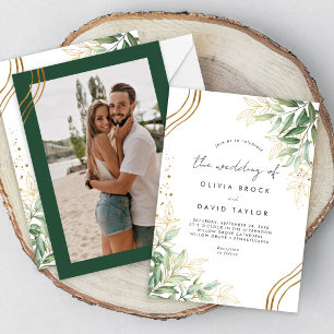 Invitación Elegante vegetación Eucalyptus deja Boda fotográfi