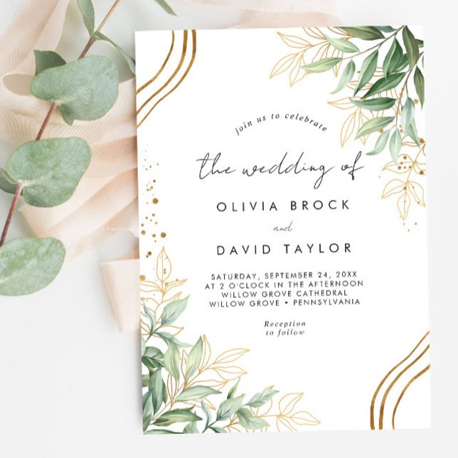 Invitación Elegante vegetación Eucalyptus deja Boda moderno (Subido por el creador)