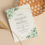 Invitación Elegante vegetación Eucalyptus deja un Boda rústic<br><div class="desc">El Elegante Eucalyptus De Verdor Deja La Invitación A La Boda Rústica. Monograma diseñado en la parte posterior.</div>