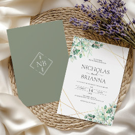 Invitación Elegante vegetación Eucalyptus deja un Boda rústic