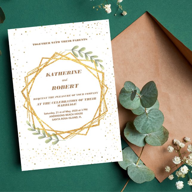 Invitación Elegante vegetación Eucalyptus deja un Boda rústic (Subido por el creador)