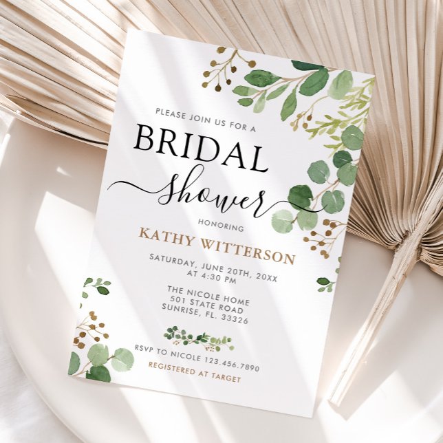 Invitación Elegante vegetación Eucalyptus Ducha Bridal (Subido por el creador)